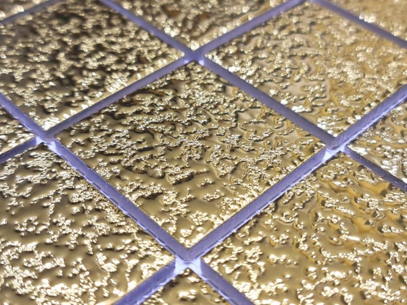 Mosaico azulejo cerámica mosaico Medio uni oro martillado baño cocina pared MOS16-0707_f