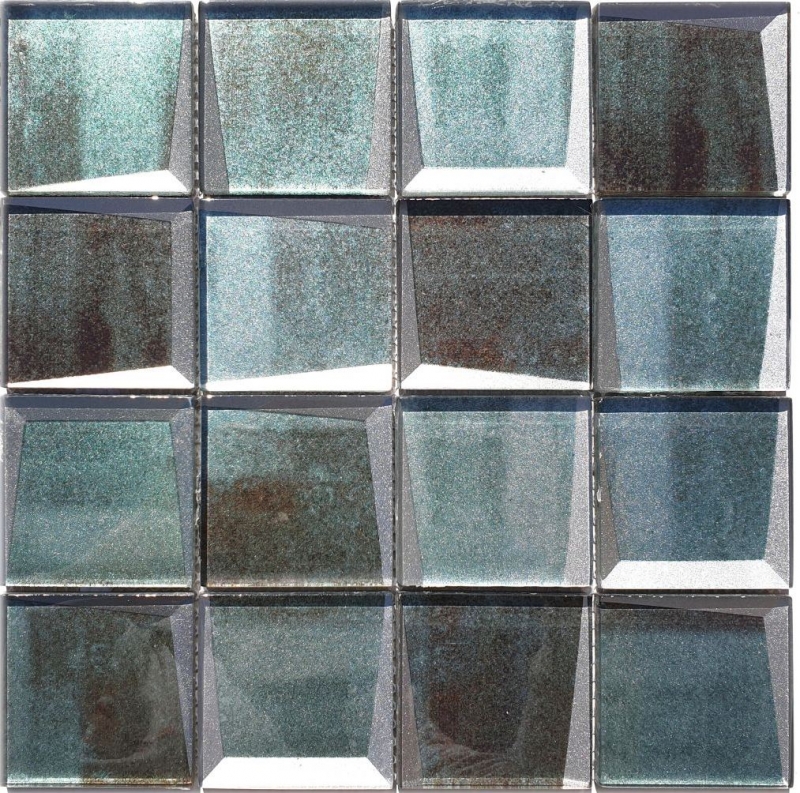 Mosaico de azulejos de vidrio mosaico combi 3D mirada verde pared cocina azulejos backsplash MOS88-XB20_f