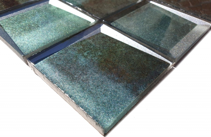Mosaico de azulejos de vidrio mosaico combi 3D mirada verde pared cocina azulejos backsplash MOS88-XB20_f