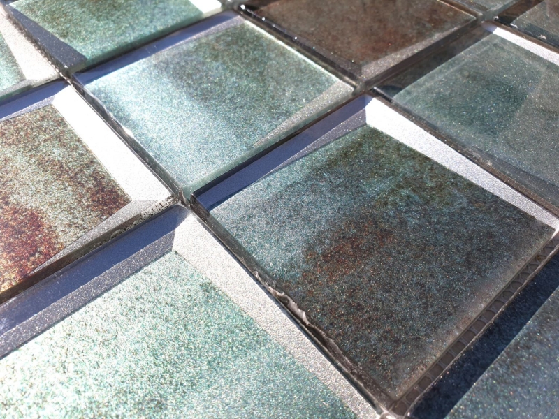 Mosaico de azulejos de vidrio mosaico combi 3D mirada verde pared cocina azulejos backsplash MOS88-XB20_f