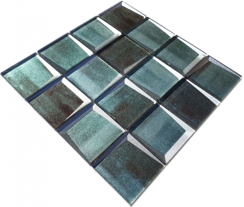 Mosaico de azulejos de vidrio mosaico combi 3D mirada verde pared cocina azulejos backsplash MOS88-XB20_f
