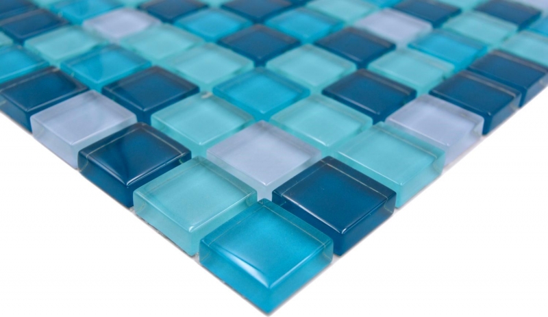 Azulejo de mosaico de vidrio mosaico mezcla azul petróleo cocina baño backsplash MOS88-XCE95_f