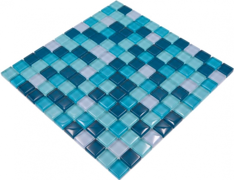 Azulejo de mosaico de vidrio mosaico mezcla azul petróleo cocina baño backsplash MOS88-XCE95_f