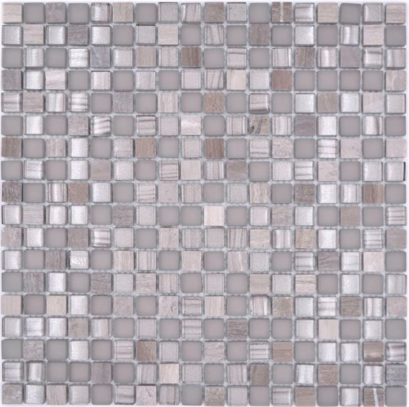 Azulejo de mosaico de vidrio piedra natural mosaico de piedra mezcla gris mate azulejo backsplash MOS92-590_f