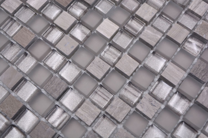 Azulejo de mosaico de vidrio piedra natural mosaico de piedra mezcla gris mate azulejo backsplash MOS92-590_f