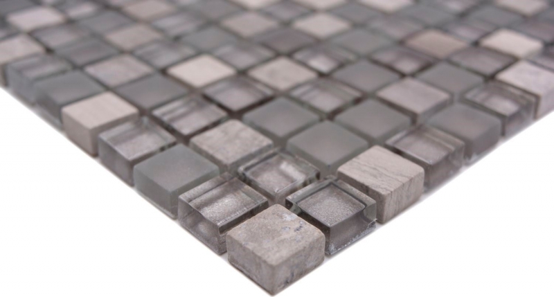 Azulejo de mosaico de vidrio piedra natural mosaico de piedra mezcla gris mate azulejo backsplash MOS92-590_f
