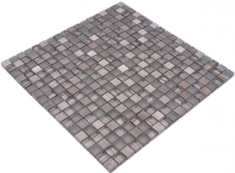 Azulejo de mosaico de vidrio piedra natural mosaico de piedra mezcla gris mate azulejo backsplash MOS92-590_f