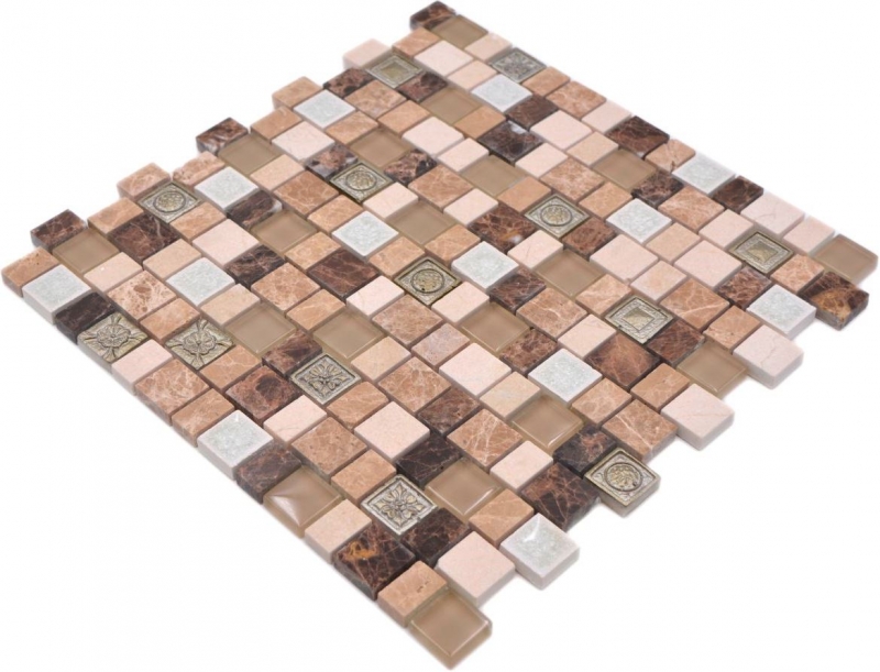 Azulejos de mosaico Mosaico compuesto multiformato piedra resina cerámica mezcla emperador azulejo backsplash MOS85-2FD_f