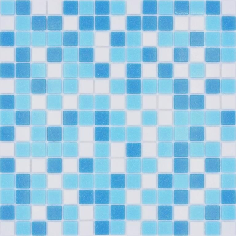 Muestra de mano mosaico azulejo mosaico de vidrio Classic Mix mezcla de vidrio blanco azul papel aglomerado piscina mosaico de piscina MOS210-323P_m