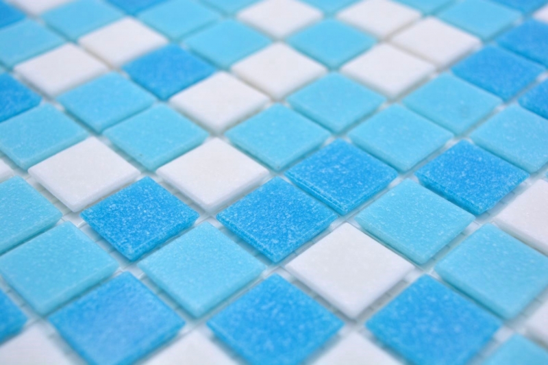 Muestra de mano mosaico azulejo mosaico de vidrio Classic Mix mezcla de vidrio blanco azul papel aglomerado piscina mosaico de piscina MOS210-323P_m