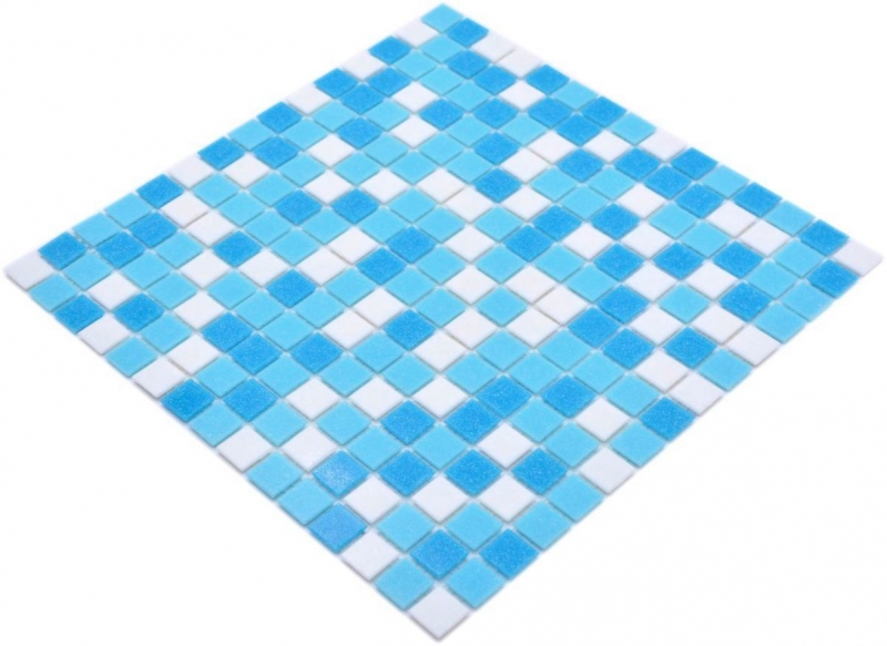 Muestra de mano mosaico azulejo mosaico de vidrio Classic Mix mezcla de vidrio blanco azul papel aglomerado piscina mosaico de piscina MOS210-323P_m