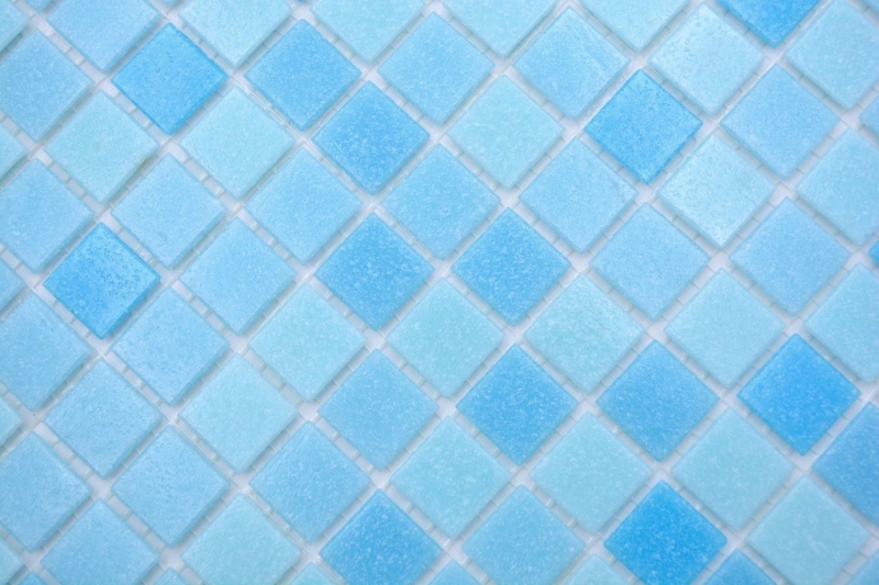 Muestra de mano mosaico azulejo mosaico de vidrio Classic Mix mezcla de vidrio azul claro 4F pegado con papel mosaico de piscina mosaico de piscina MOS210-PA331_m