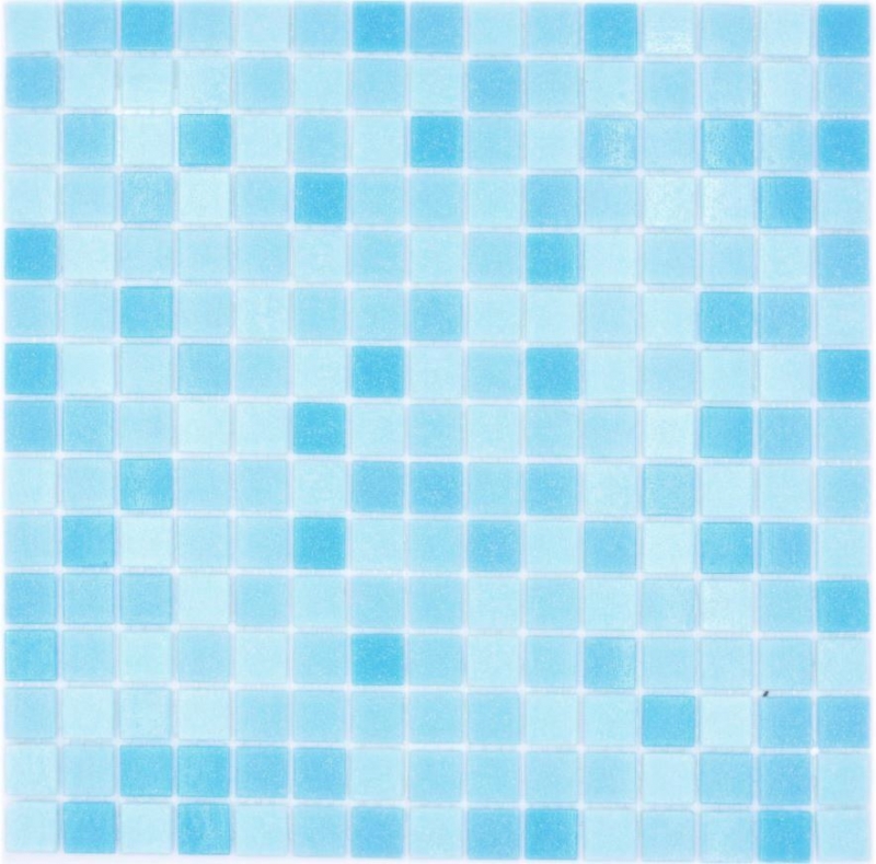 Muestra de mano mosaico azulejo mosaico de vidrio Classic Mix mezcla de vidrio azul claro 4F pegado con papel mosaico de piscina mosaico de piscina MOS210-PA331_m