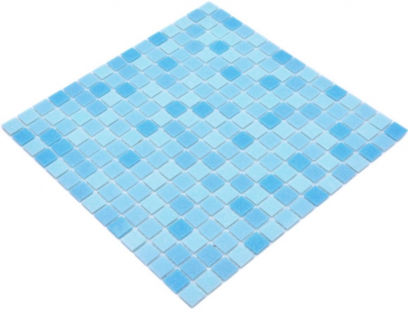 Muestra de mano mosaico azulejo mosaico de vidrio Classic Mix mezcla de vidrio azul claro 4F pegado con papel mosaico de piscina mosaico de piscina MOS210-PA331_m