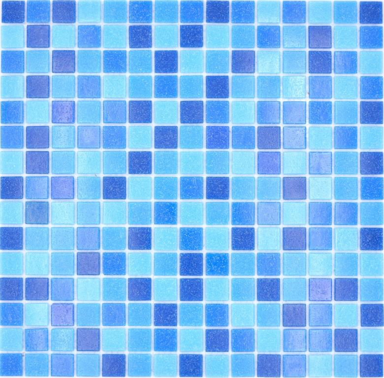 Muestra de mano mosaico azulejo mosaico de vidrio Classic Mix mezcla de vidrio azul 4F aglomerado con papel mosaico de piscina mosaico de piscina MOS210-PA335_m