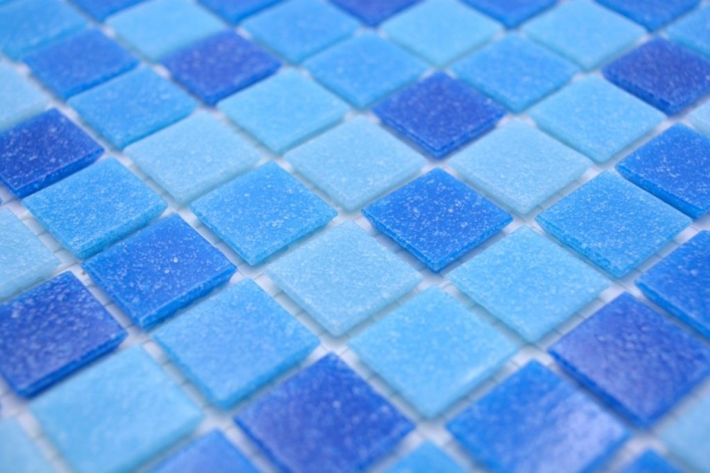 Muestra de mano mosaico azulejo mosaico de vidrio Classic Mix vidrio azul 5F papel aglomerado piscina mosaico piscina mosaico MOS210-PA339_m