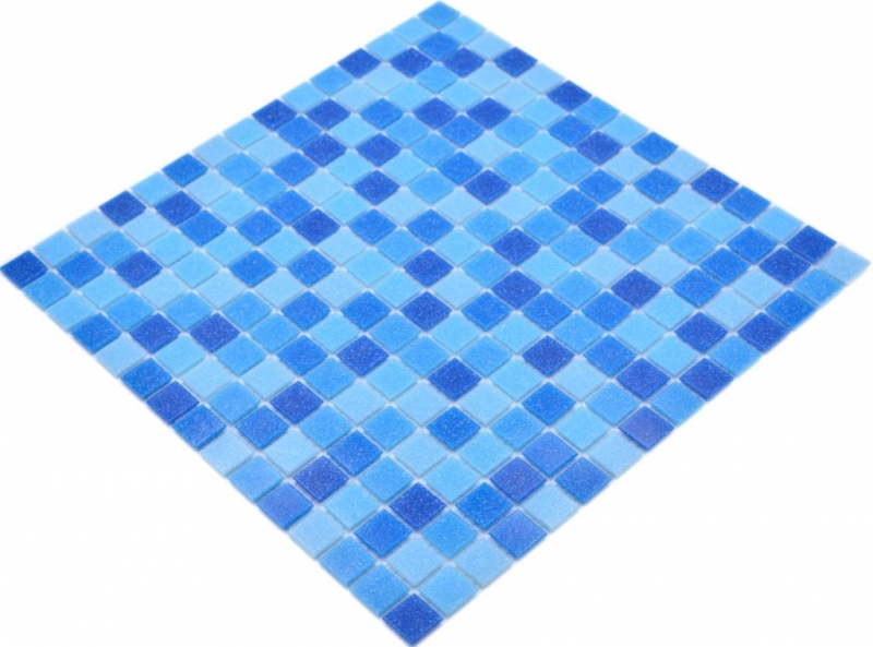 Muestra de mano mosaico azulejo mosaico de vidrio Classic Mix vidrio azul 5F papel aglomerado piscina mosaico piscina mosaico MOS210-PA339_m