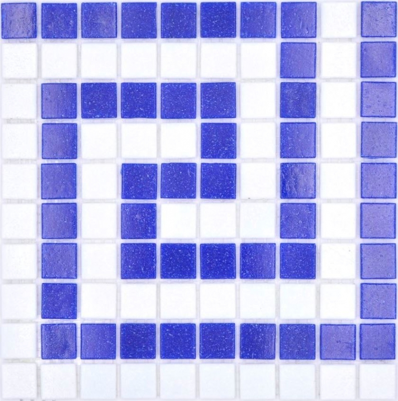 Muestra de mano mosaico azulejo frontera vidrio blanco azul oscuro papel pegado piscina mosaico piscina mosaico MOSMB-BO16P_m