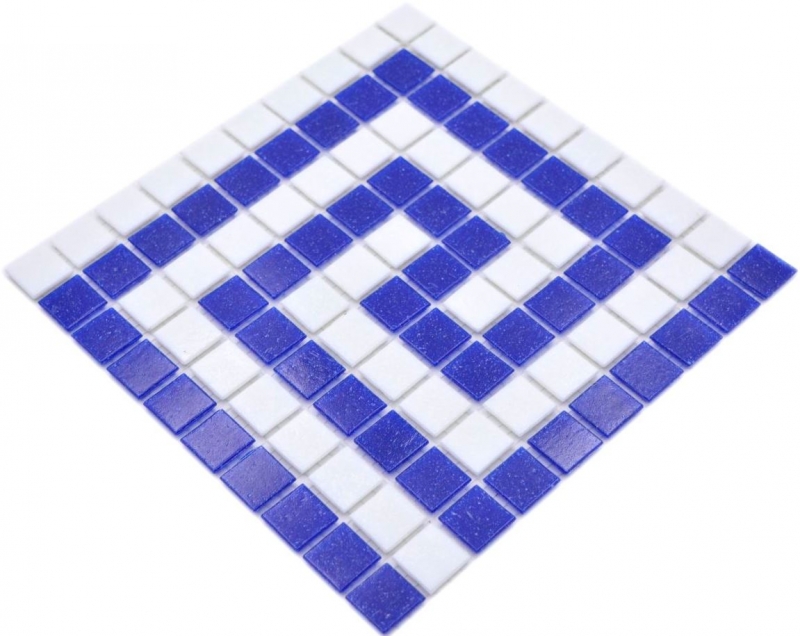 Muestra de mano mosaico azulejo frontera vidrio blanco azul oscuro papel pegado piscina mosaico piscina mosaico MOSMB-BO16P_m