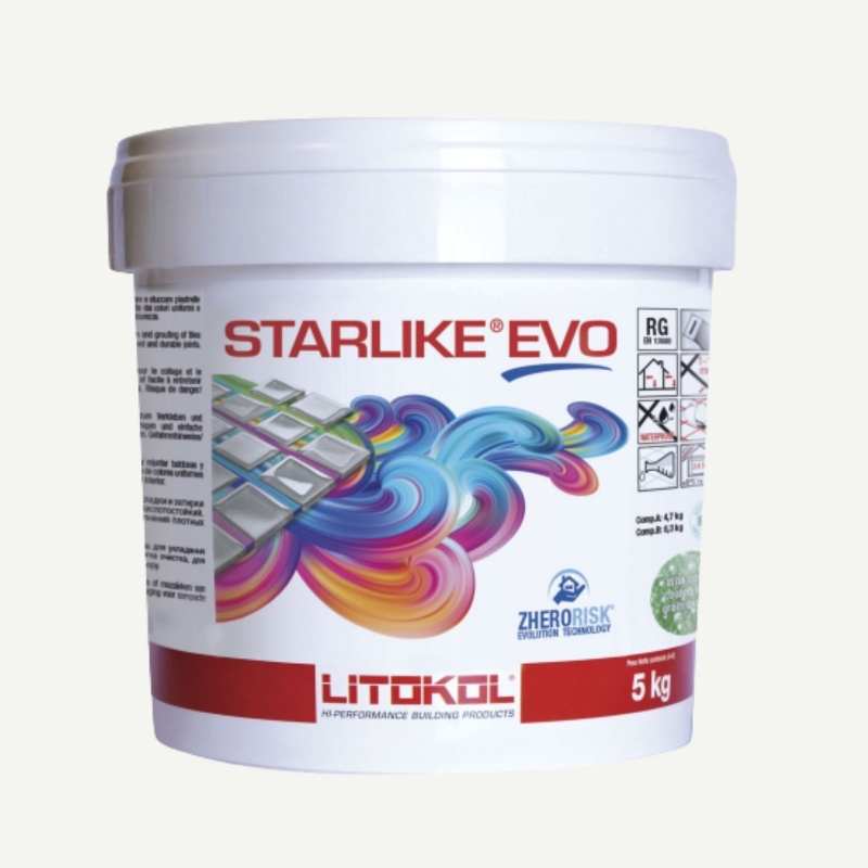 Litokol STARLIKE EVO 102 BIANCO GHIACCIO blanco roto I Junta adhesiva de resina epoxi Cubo de 5 kg