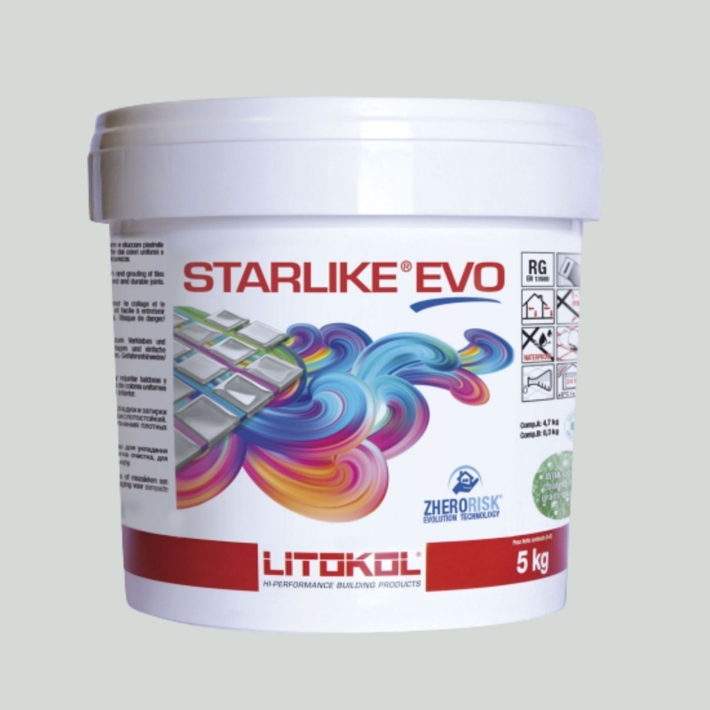 Litokol STARLIKE EVO 105 BIANCO TITANIO gris plata resina epoxi adhesiva junta cubo 5kg