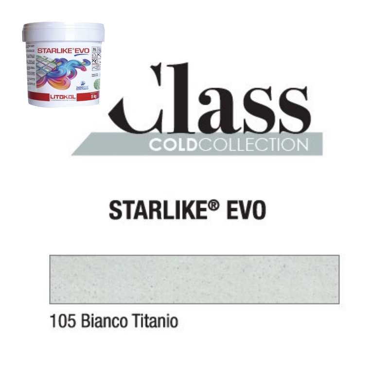 Litokol STARLIKE EVO 105 BIANCO TITANIO gris plata resina epoxi adhesiva junta cubo 5kg