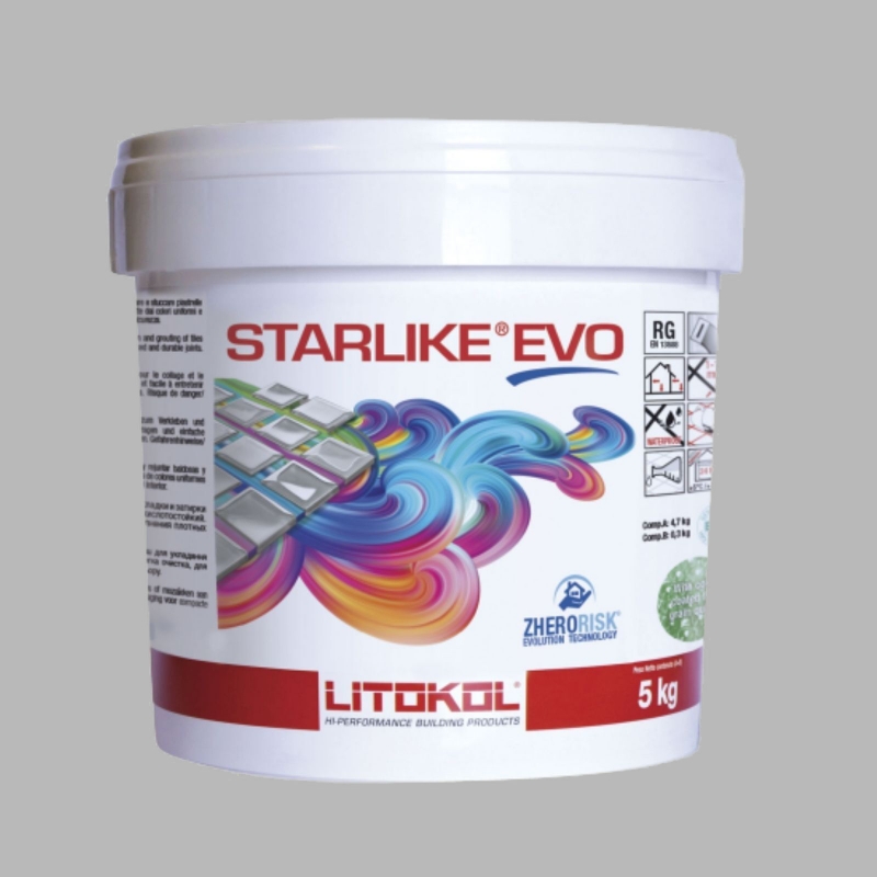 Litokol STARLIKE EVO 110 GRIGIO PERLA gris claro resina epoxi adhesiva junta cubo de 5 kg