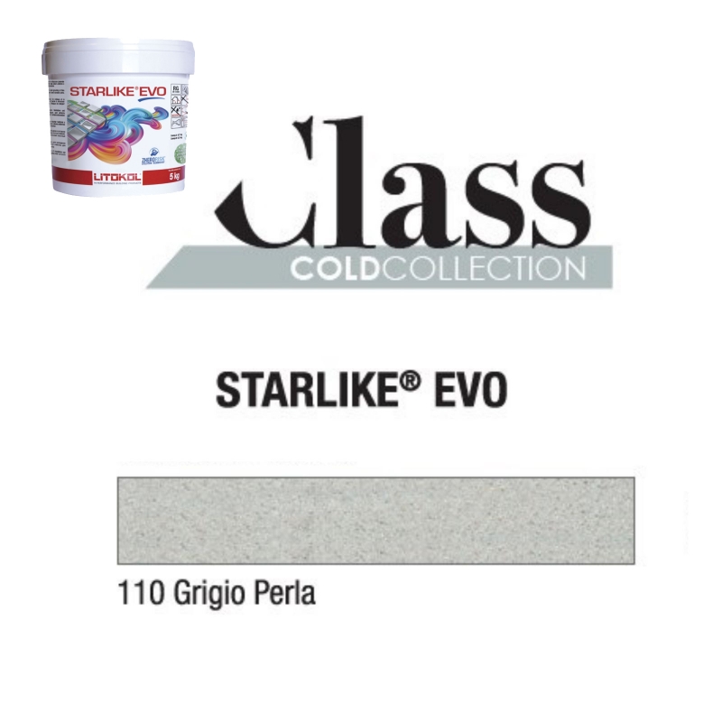 Litokol STARLIKE EVO 110 GRIGIO PERLA gris claro resina epoxi adhesiva junta cubo de 5 kg