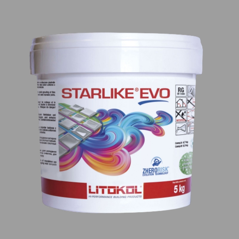 Litokol STARLIKE EVO 115 GRIGIO SETA gris I Junta adhesiva de resina epoxi Cubo de 5 kg