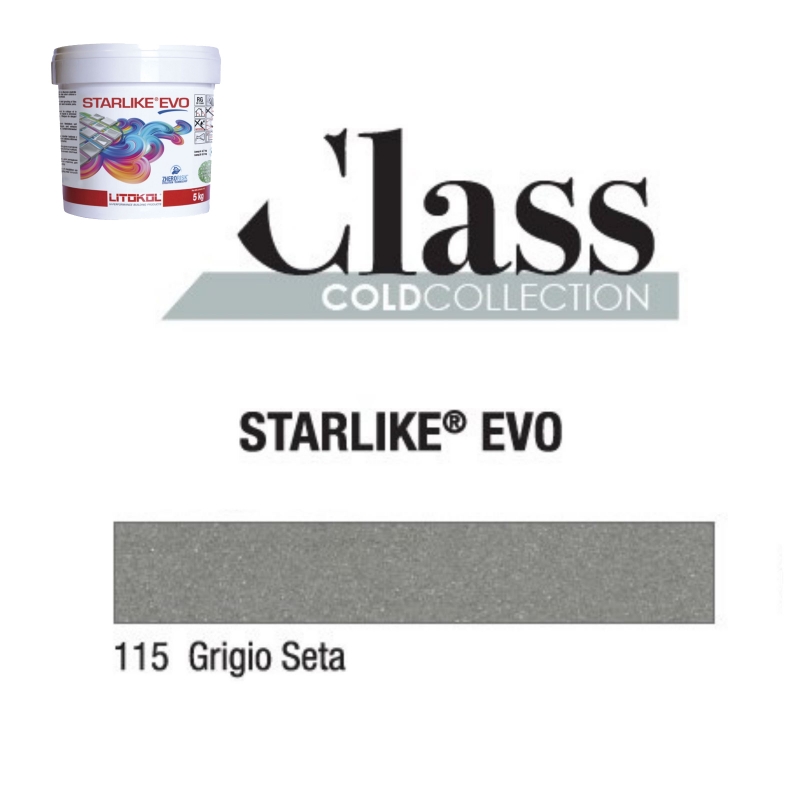Litokol STARLIKE EVO 115 GRIGIO SETA gris I Junta adhesiva de resina epoxi Cubo de 5 kg