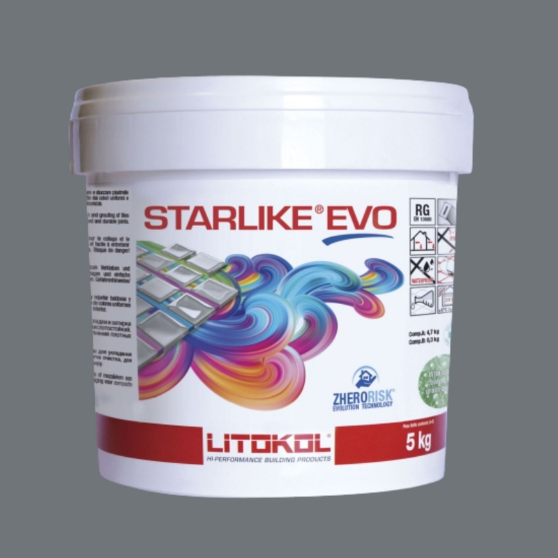 Litokol STARLIKE EVO 130 GRIGIO ARDESIA antracita junta adhesiva de resina epoxi Cubo de 5 kg