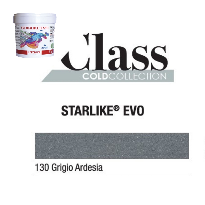 Litokol STARLIKE EVO 130 GRIGIO ARDESIA antracita junta adhesiva de resina epoxi Cubo de 5 kg