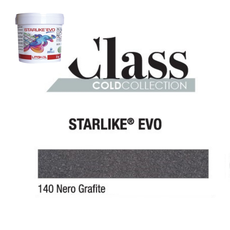 Litokol STARLIKE EVO 140 NERO GRAFITE gris oscuro resina epoxi adhesiva junta cubo de 5 kg