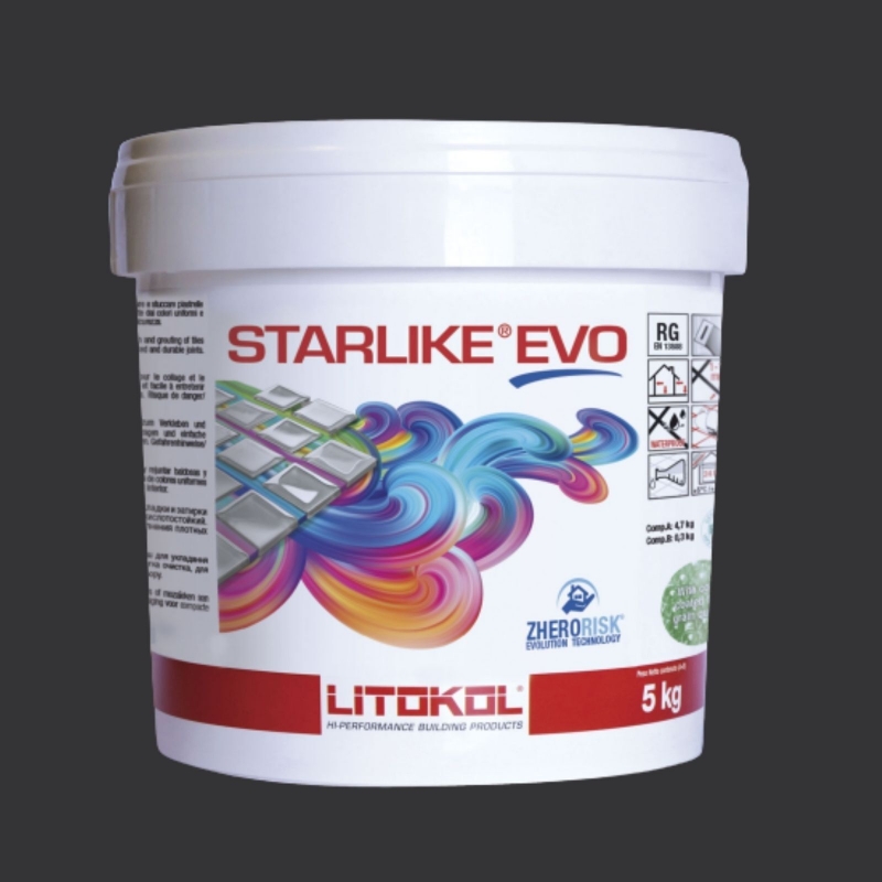 Litokol STARLIKE EVO 145 NERO CARBONIO negro de carbono resina epoxi adhesiva junta cubo de 5 kg