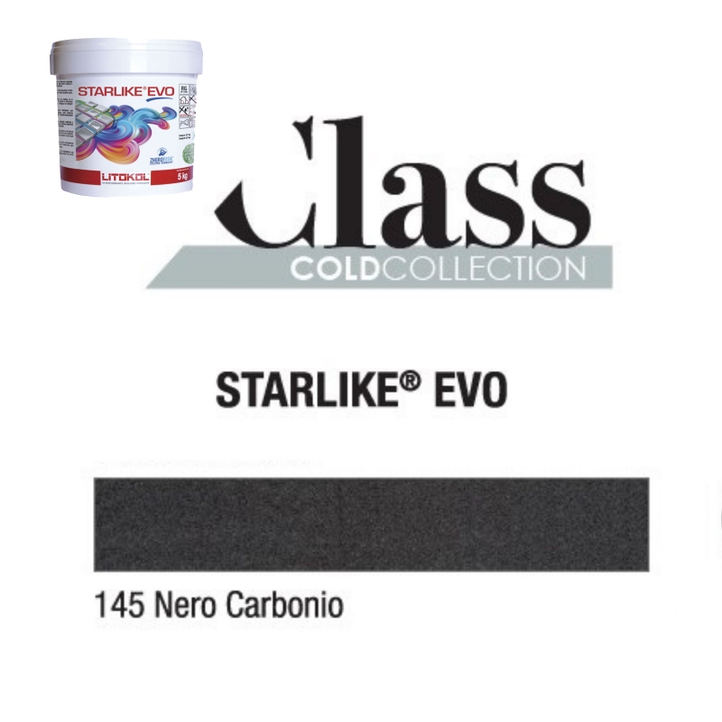 Litokol STARLIKE EVO 145 NERO CARBONIO negro de carbono resina epoxi adhesiva junta cubo de 5 kg
