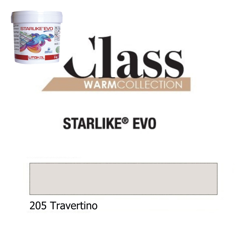 Litokol STARLIKE EVO 205 TRAVERTINO Crema I Junta adhesiva de resina epoxi Cubo de 5 kg
