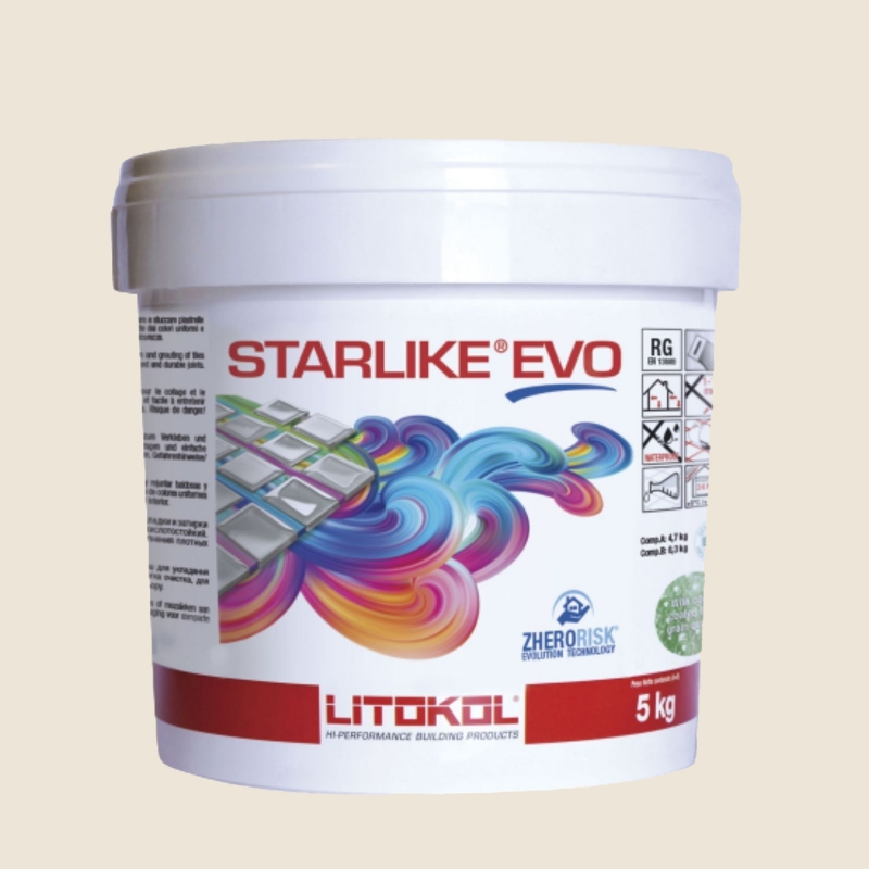 Litokol STARLIKE EVO 208 SABBIA crema II Junta adhesiva de resina epoxi Cubo de 5 kg