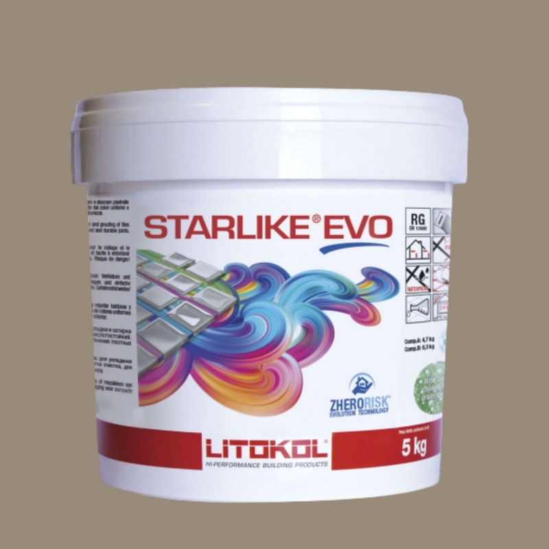 Litokol STARLIKE EVO 225 TABACCO marrón resina epoxi adhesiva junta 5kg cubo