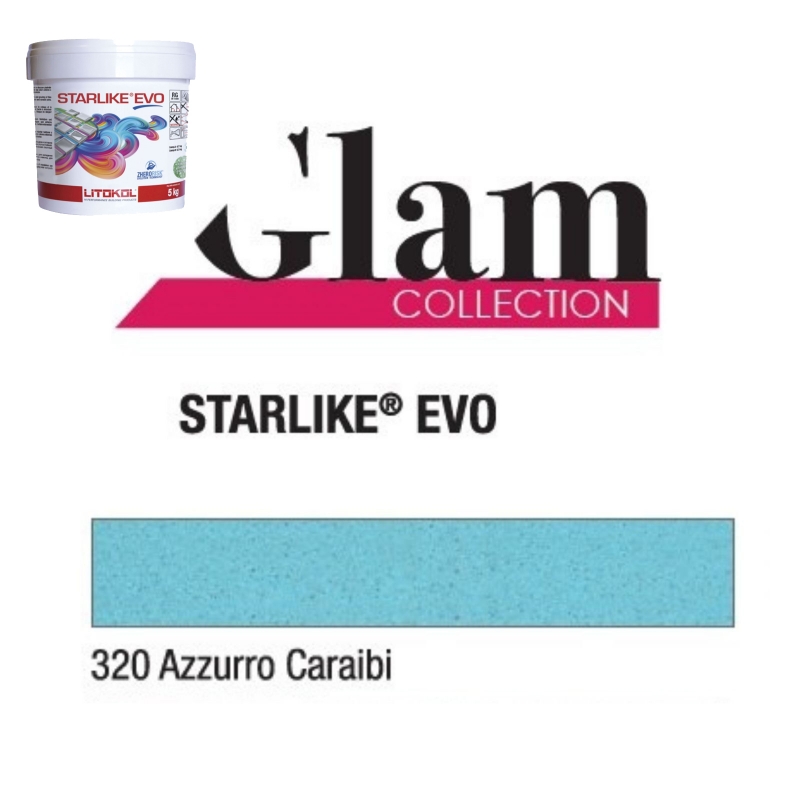 Litokol STARLIKE EVO 320 AZZURRO CARAIBI azzurro azul III Mortero adhesivo de resina epoxi Cubo de 5 kg