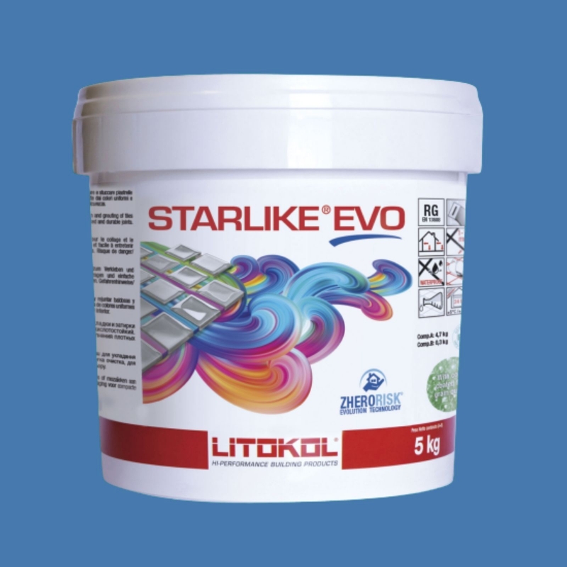 Litokol STARLIKE EVO 330 BLU AVIO azul I Junta adhesiva de resina epoxi Cubo de 5 kg