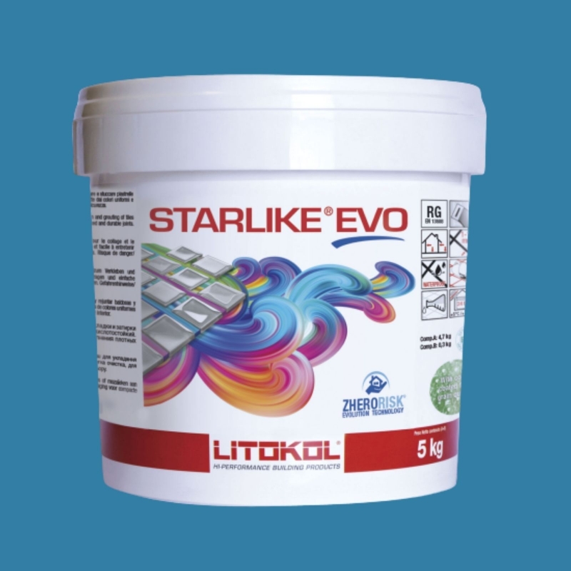 Litokol STARLIKE EVO 340 BLU DENIM azul II Junta adhesiva de resina epoxi Cubo de 5 kg