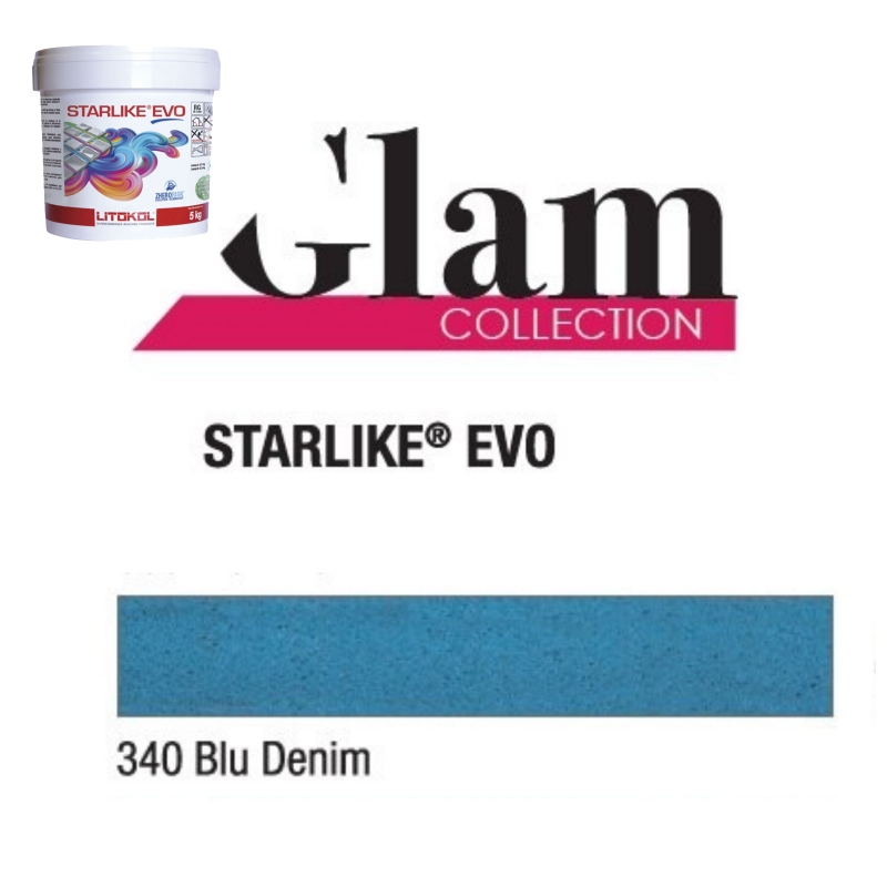 Litokol STARLIKE EVO 340 BLU DENIM azul II Junta adhesiva de resina epoxi Cubo de 5 kg