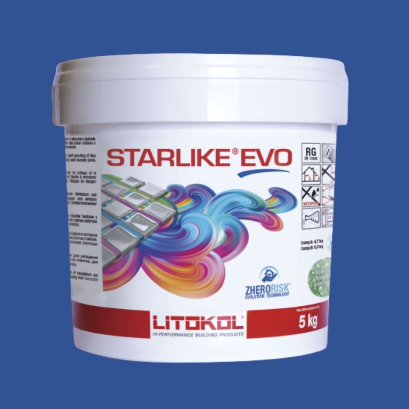 Litokol STARLIKE EVO 350 BLU ZAFFIRO azul III Junta adhesiva de resina epoxi Cubo de 5 kg