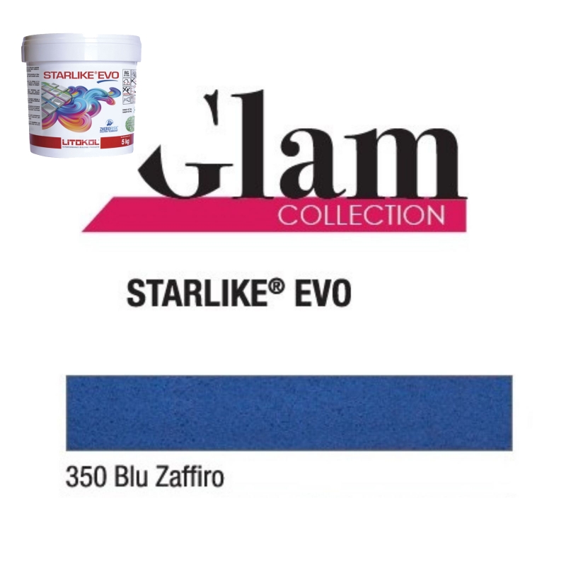 Litokol STARLIKE EVO 350 BLU ZAFFIRO azul III Junta adhesiva de resina epoxi Cubo de 5 kg