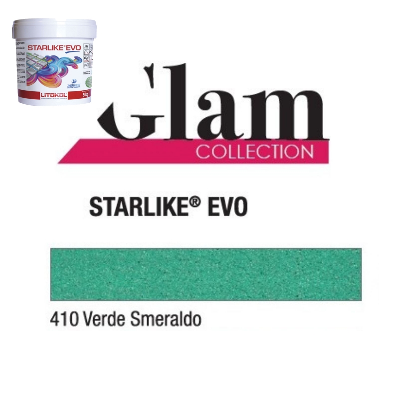 Litokol STARLIKE EVO 410 VERDE SMERALDO verde I Adhesivo de resina epoxi para juntas Cubo de 2,5 kg