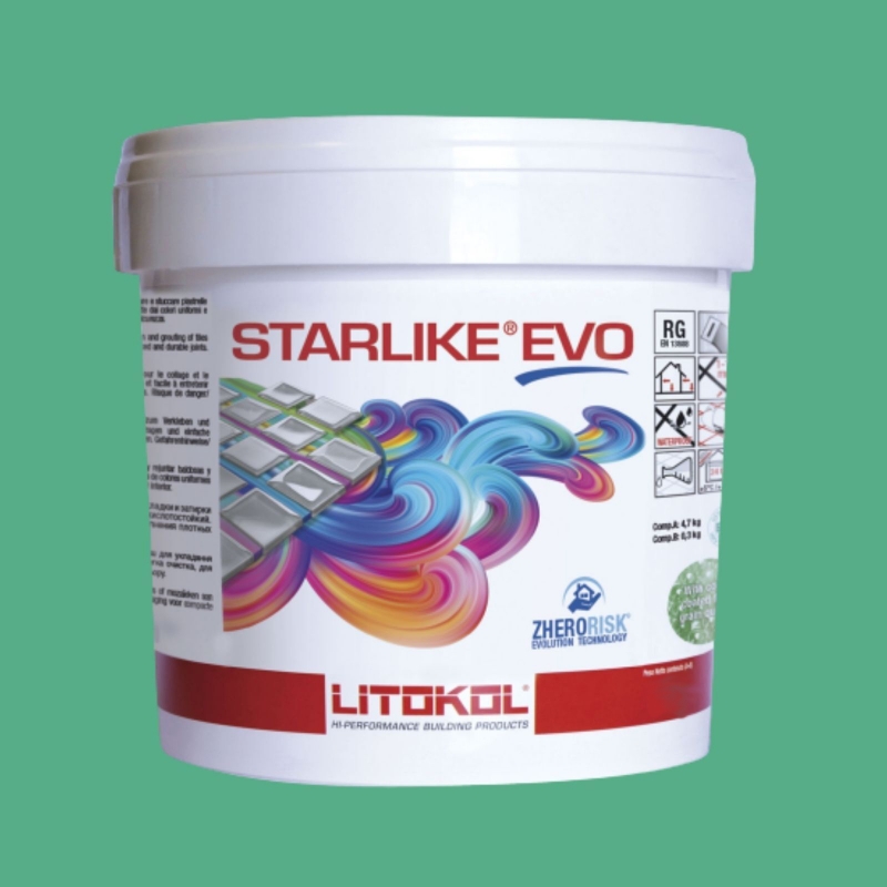 Litokol STARLIKE EVO 420 VERDE PRATO verde II Junta adhesiva de resina epoxi Cubo de 2,5 kg