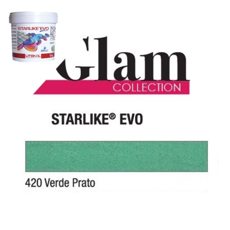 Litokol STARLIKE EVO 420 VERDE PRATO verde II Junta adhesiva de resina epoxi Cubo de 2,5 kg