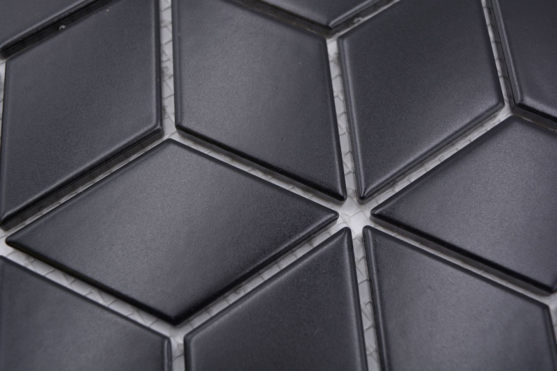 Muestra de mano mosaico azulejo cerámica mosaico combinación 3D cubo uni negro mate baño cocina pared MOS13-POV5_m