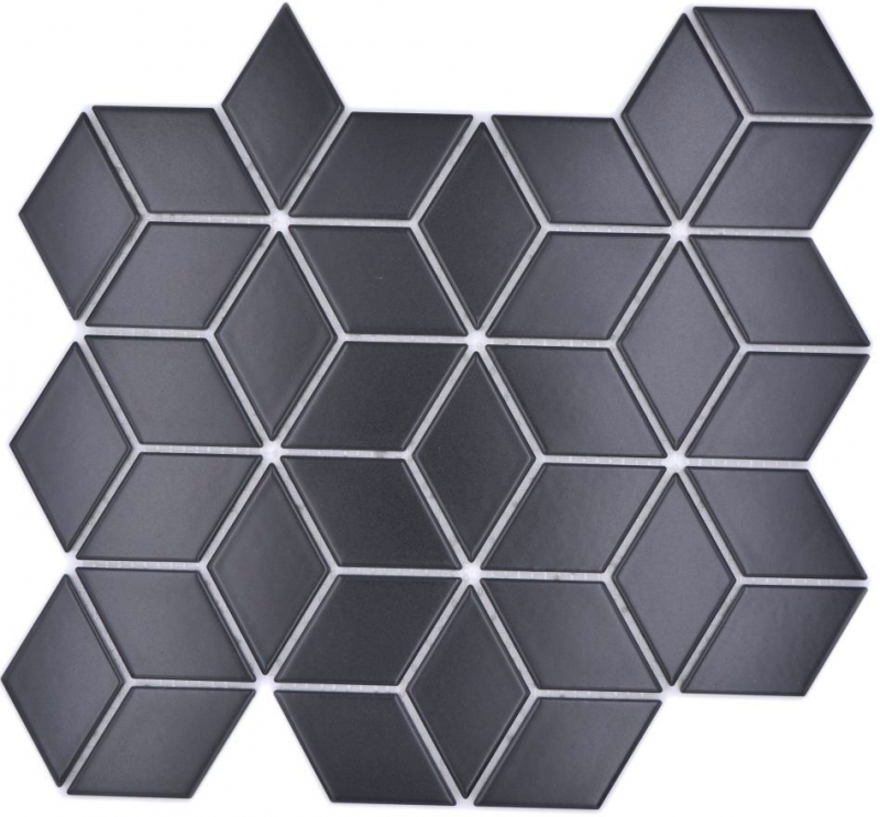 Muestra de mano mosaico azulejo cerámica mosaico combinación 3D cubo uni negro mate baño cocina pared MOS13-POV5_m