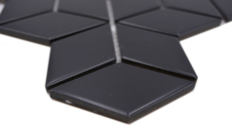 Muestra de mano mosaico azulejo cerámica mosaico combinación 3D cubo uni negro mate baño cocina pared MOS13-POV5_m